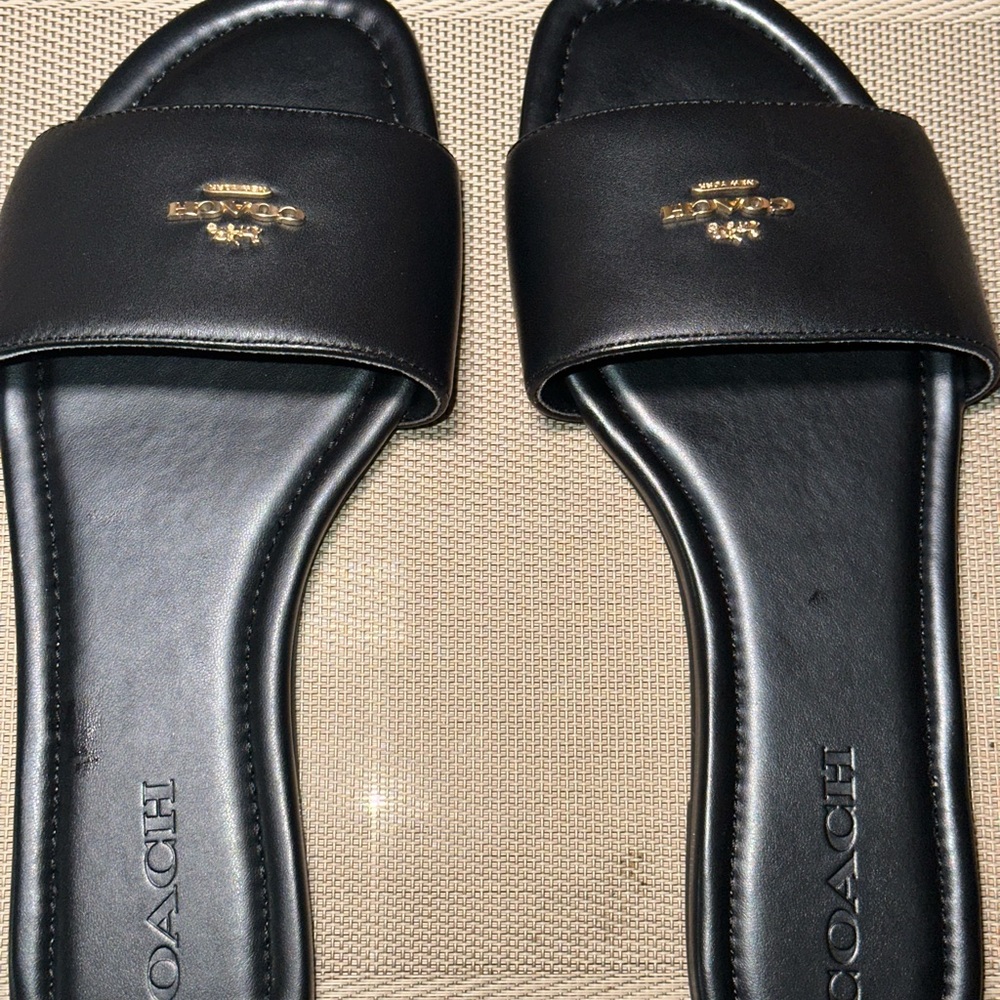 Coach Black Sandals with Textured Soles